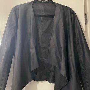 Zara Blue Pleather Drape Jacket